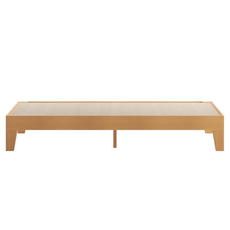 Wood Platform Bed with 14 Wooden Support Slats
