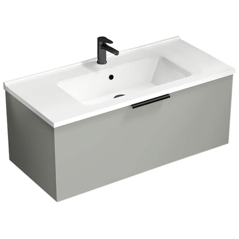 Nameeks Bodrum-3918-W Bodrum 40" Wall Mounted Single Basin Vanity Set - Grey Mist - Steel Finish