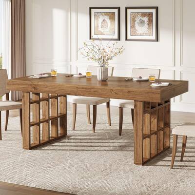62.9" Rectangle Wooden Dining Table for Kitchen Dining Room