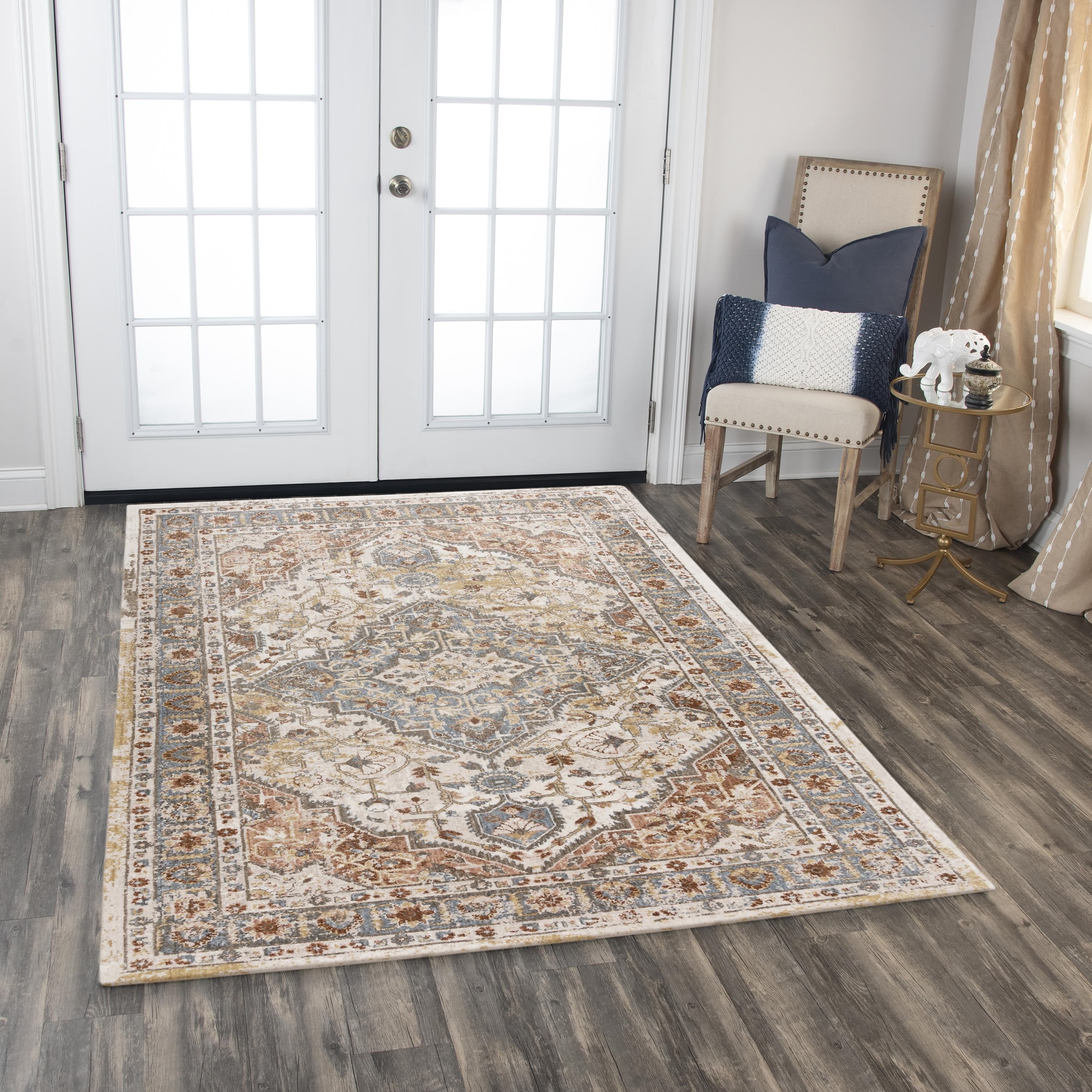 Alora Decor Jade Ivory/Multicolor Persian Design Recycled Polyester Area Rug