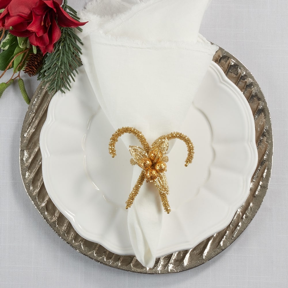 Christmas Napkin Rings With Candy Cane Design (Set of 4)