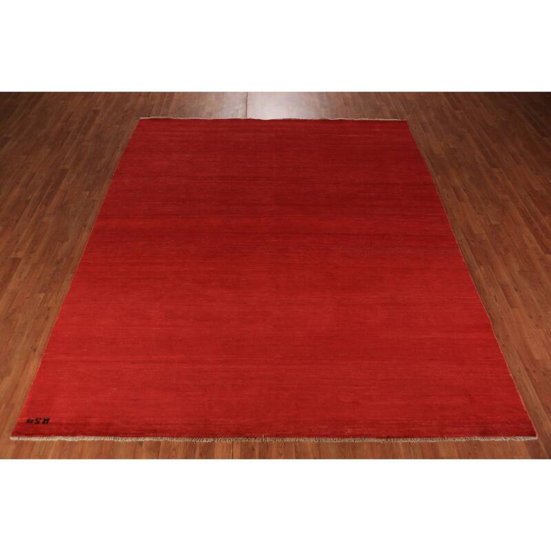 Red Gabbeh Oriental Area Rug Handmade Wool Carpet - 8'2" x 9'8"