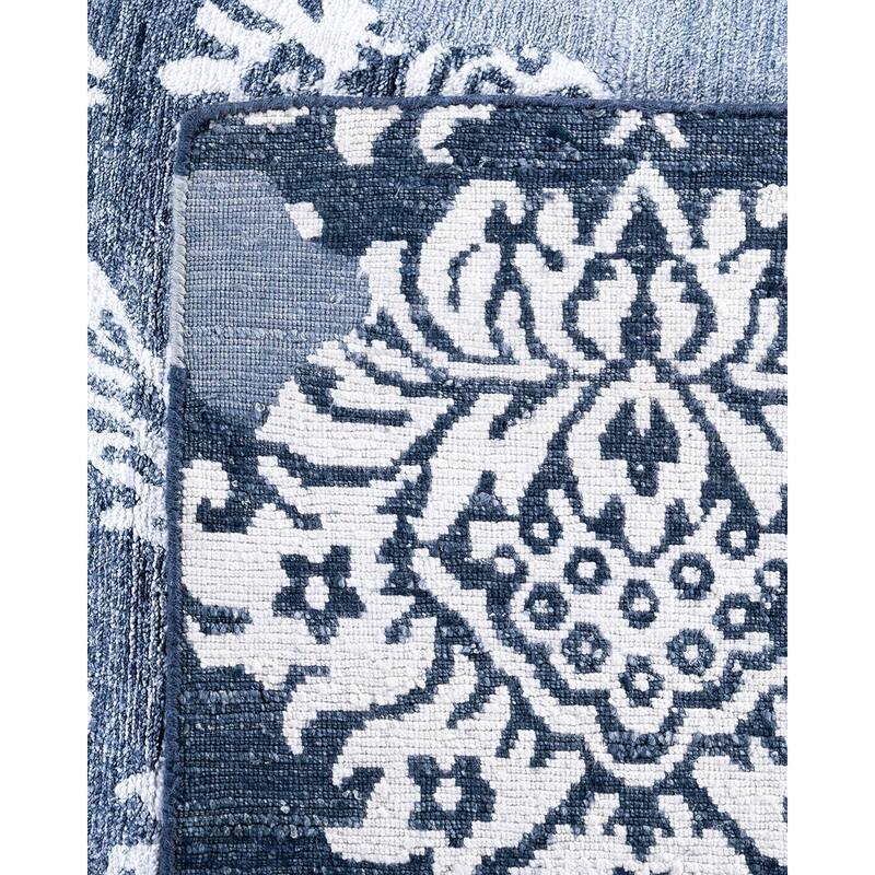 Modern One-of-a-Kind Handmade Area Rug, Blue - 8' 10" x 12' 1"