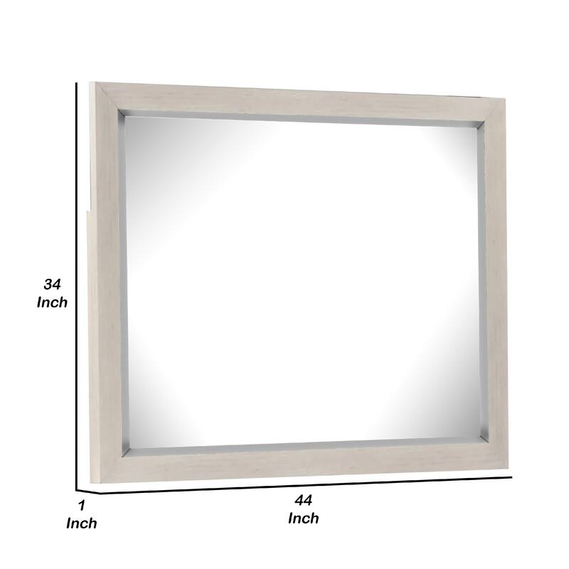 Kexa Dresser Mirror, Bevel Glass, Light Gray Solid Wood Frame, 34x44