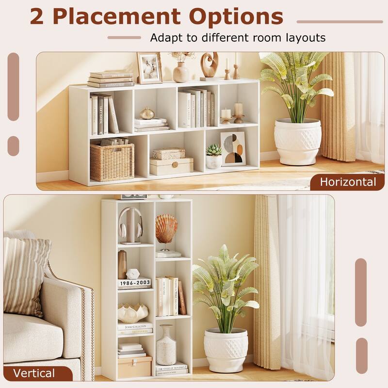 Gymax 2PCS 7-Cube Bookcase w/7 Compartments 2 Anti-tipping Kits for