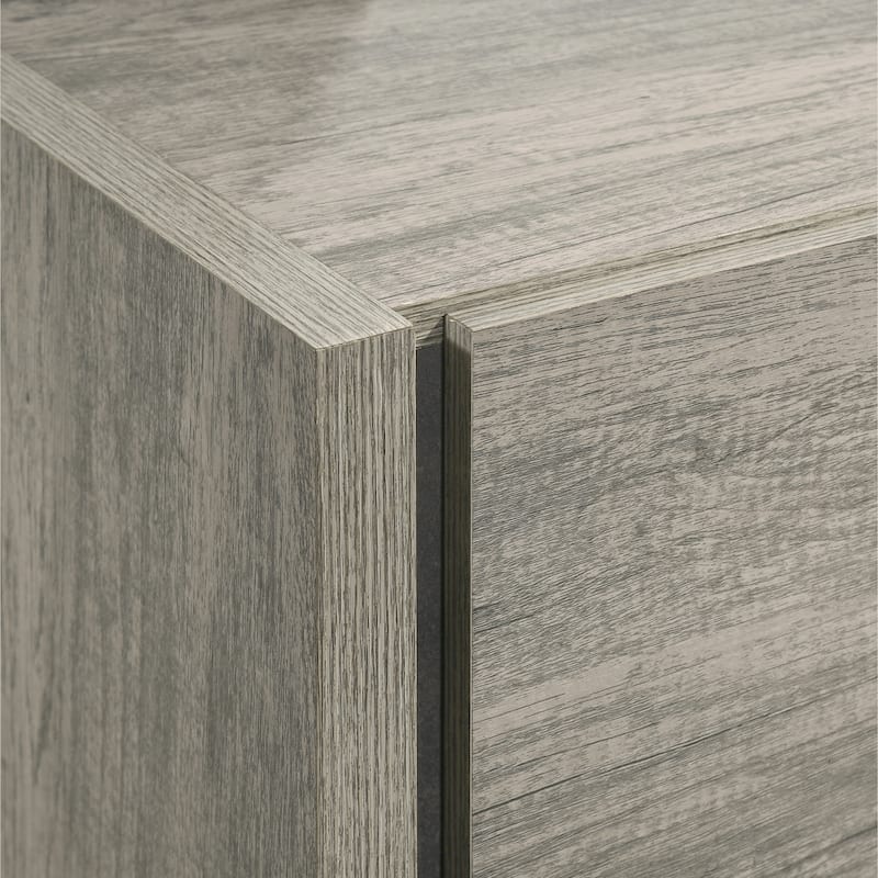 Roundhill Furniture Lenca LED Wallbed with Nightstands, Dresser, Mirror, and Chest - Weathered Gray