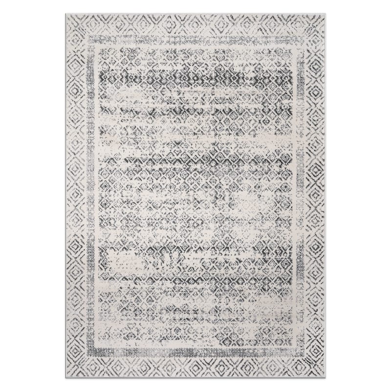 World Rug Gallery Distressed Bohemian Border Area Rug
