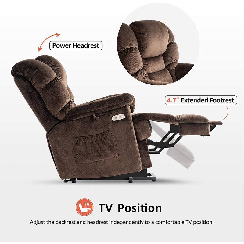 MCombo Infinite Position Dual Motor Lift Chair with Power Headrest for Elderly People, Extended Footrest, Fabric
