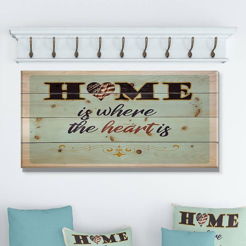 Designart 'Home is where the heart is' Textual Entrance Art on Wood ...