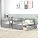preview thumbnail 21 of 25, Twin Over Twin Wood Bunk Bed with Drawers, Safety Guardrails, Convertible to Two Beds