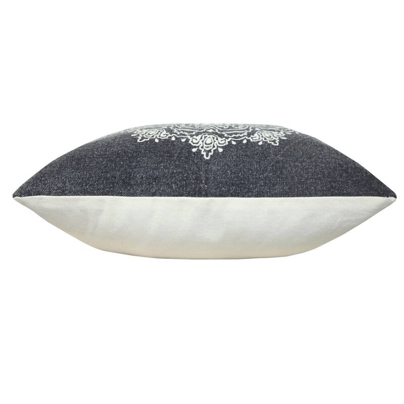 Handwoven Medallion Square Throw Pillow - 20" - Jet Black and White