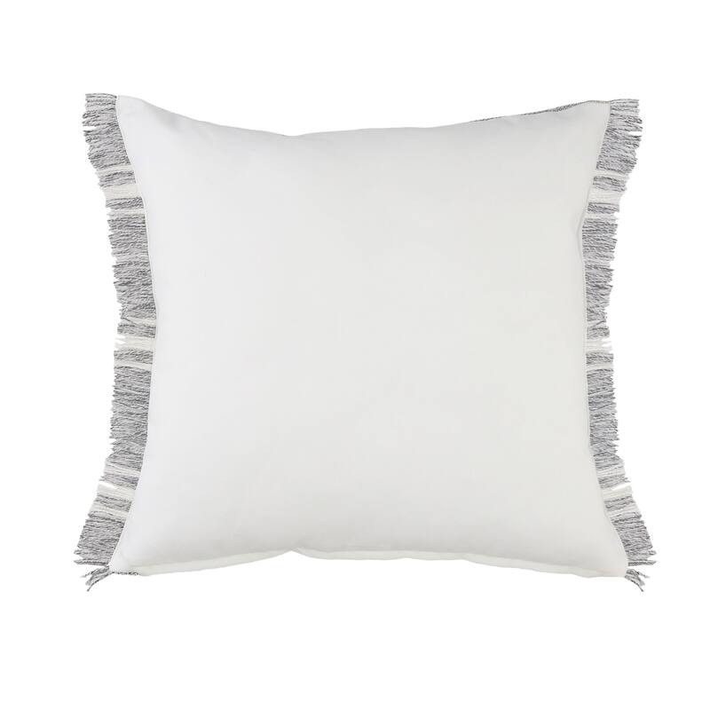 24" Gray and White Farmhouse Triple Stripe Square Outdoor Throw Pillow