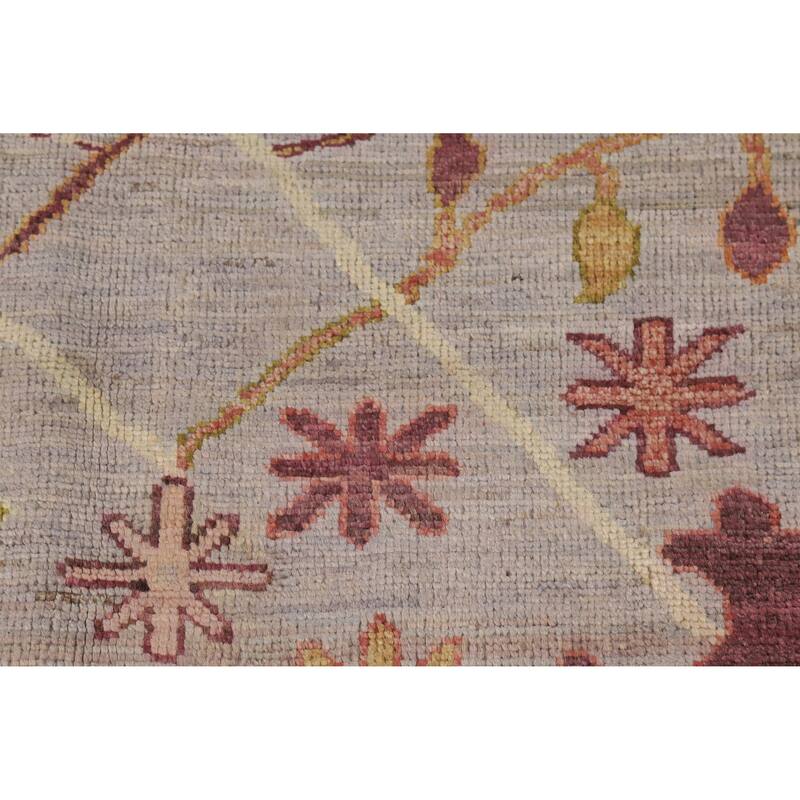 Hand Knotted Oriental 100% Wool Carpet Transitional All-Over Purples Oushak Area Rug - 9' 6'' X 8' 3''