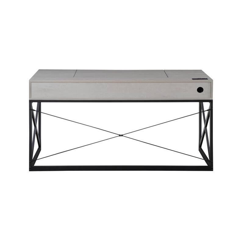 Bradford Farmhouse 59-inch Steel Lift Top Desk with USBs by Furniture of America