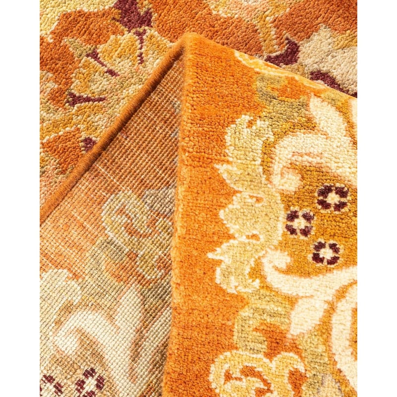 Overton Hand Knotted Wool Vintage Inspired Modern Contemporary Eclectic Brown Area Rug - 6' 0" x 9' 1"