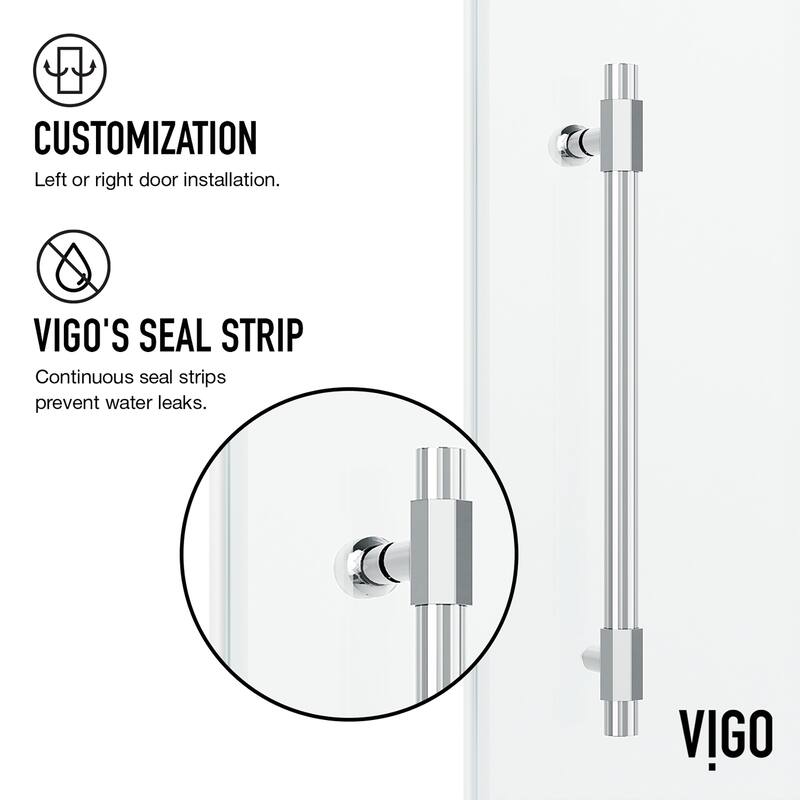 VIGO Elan Hart 56" to 60" W x 66" H Frameless Sliding Tub Door