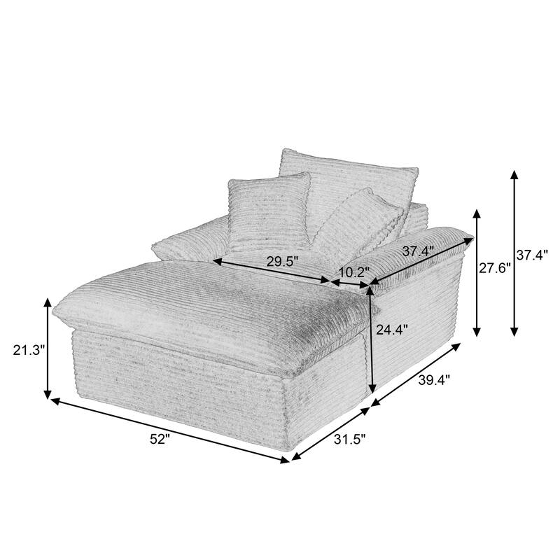 51.97" Modern Comfortable Cushioned Compression Single Sofa with Footrest