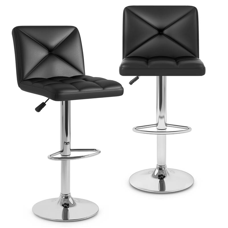Gymax 4 PCS Bar Stools PU Leather Swivel Bar Chairs Height Adjustable