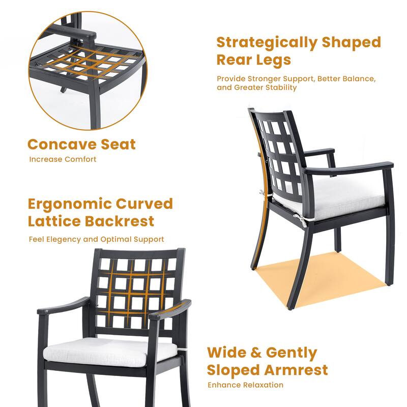 7-Piece Modern Outdoor Patio Dining Set with A Rectangular Table and Six Chairs