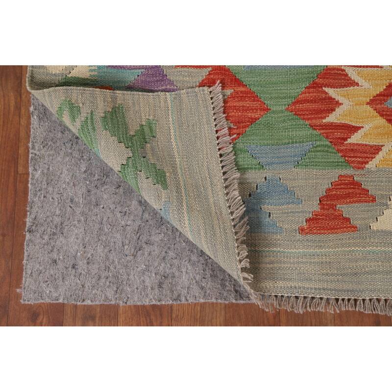 Hand Woven Oriental 100% Wool Carpet Southwestern Geometric Multi-Colored Kilim Area Rug - 6' 8'' X 5' 0''