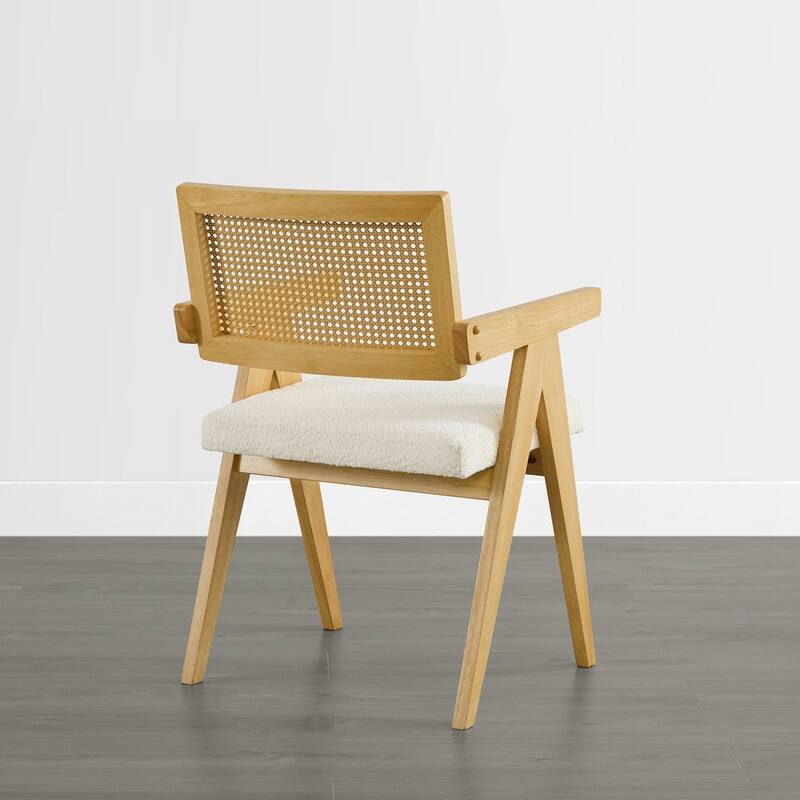 Spruce & Spring Modern American Dining Chair with Woven Rattan Back