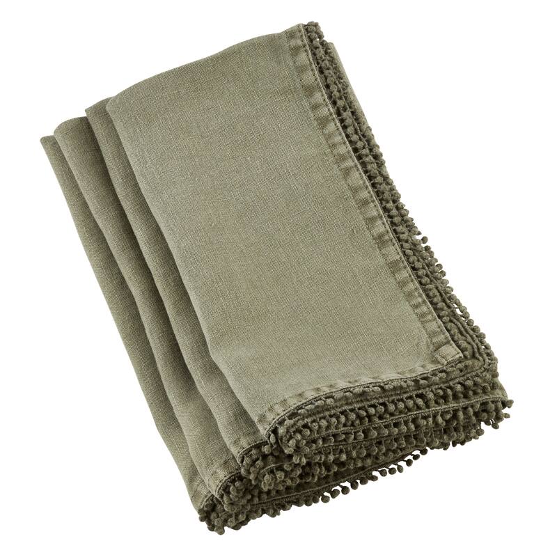 Table Napkins With Pom Pom Design (Set of 4) - 20"x20"