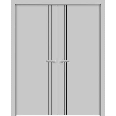 Solid French Double Doors 56 x 80 Planum 0016 Grey Matte with
