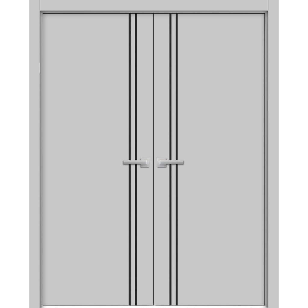 Solid French Double Doors 56 x 80 Planum 0016 Grey Matte with