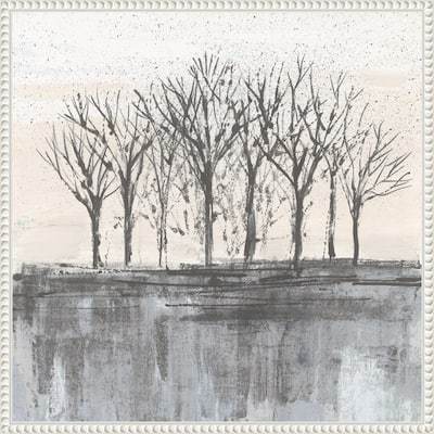 Trees at Dawn II Neutral by Silvia Vassileva Framed Canvas Wall Art Print - Sylvie Beaded White