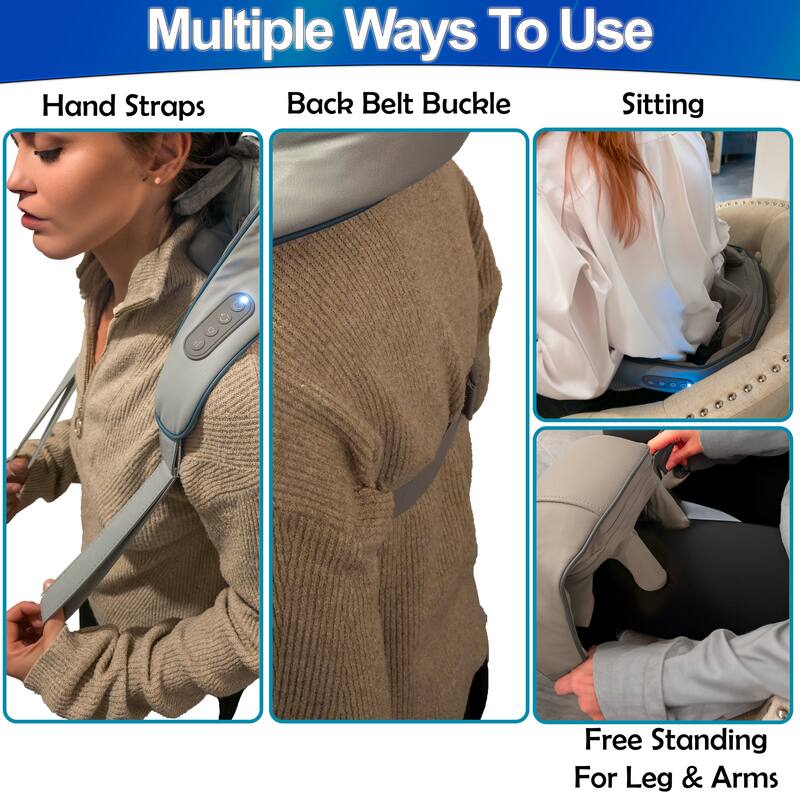 Shiatsu Neck Shoulder & Back Massager with Heat - Ergonomic Deep Tissue Kneading for Back and Muscle Pain Relief, - N/A