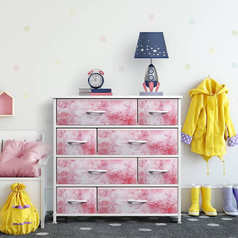 Dresser w/ 8 Drawers Furniture Storage & Night Stand Table for Bedroom