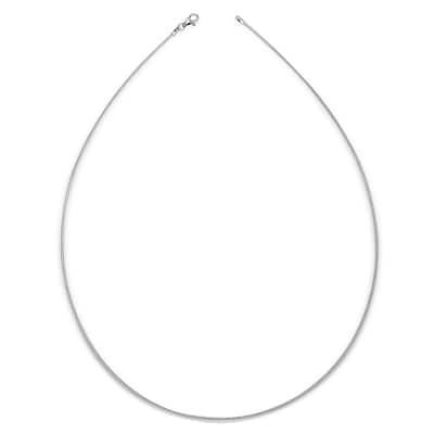 Italian Sterling Silver Round 2mm Rhodium-plated Omega Necklace (16-20') - White