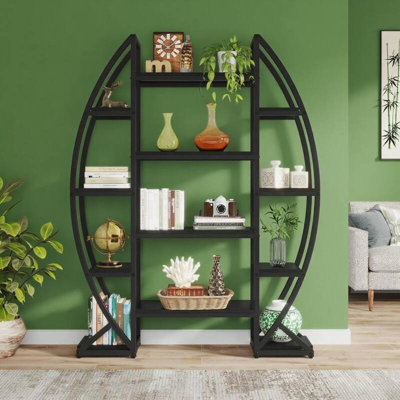 Metal and MDF 12 Shelf Half-Moon Plant Stand with Wide Display - 49.08” x 11.81” x 69.48”