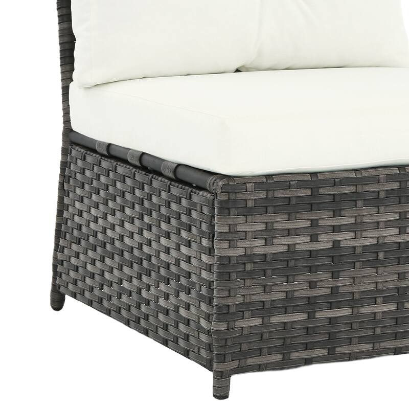 Outdoor Wicker Patio Conversation Furniture Set with Table and Cushion