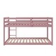 preview thumbnail 45 of 61, Low Height Design Twin Over Twin Floor Bunk Bed in Grey for Kids' Safety,Stylistic Elements Kid's Bunk Bed