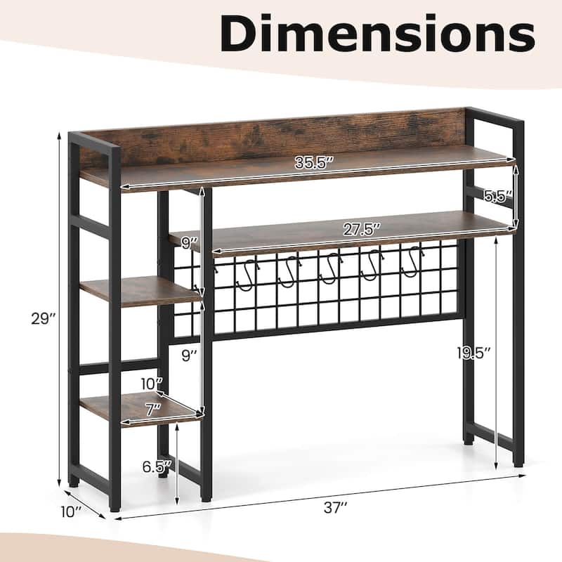 Costway Desk Shelf 4-Tier Desktop Display Rack with Metal Grid Panel & - See Details