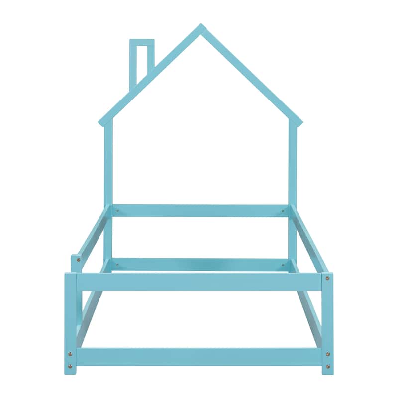 Twin Size Wood bed with House-shaped Headboard