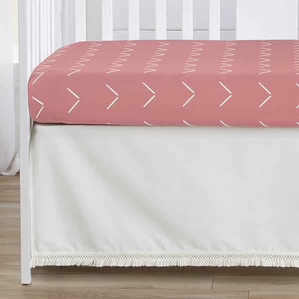 Sweet Jojo Designs Blush Pink Bohemian Boho Chic Girl Baby Crib Bedding Set Infant Nursery Room Blanket Fitted Sheet Skirt Diaper Stacker