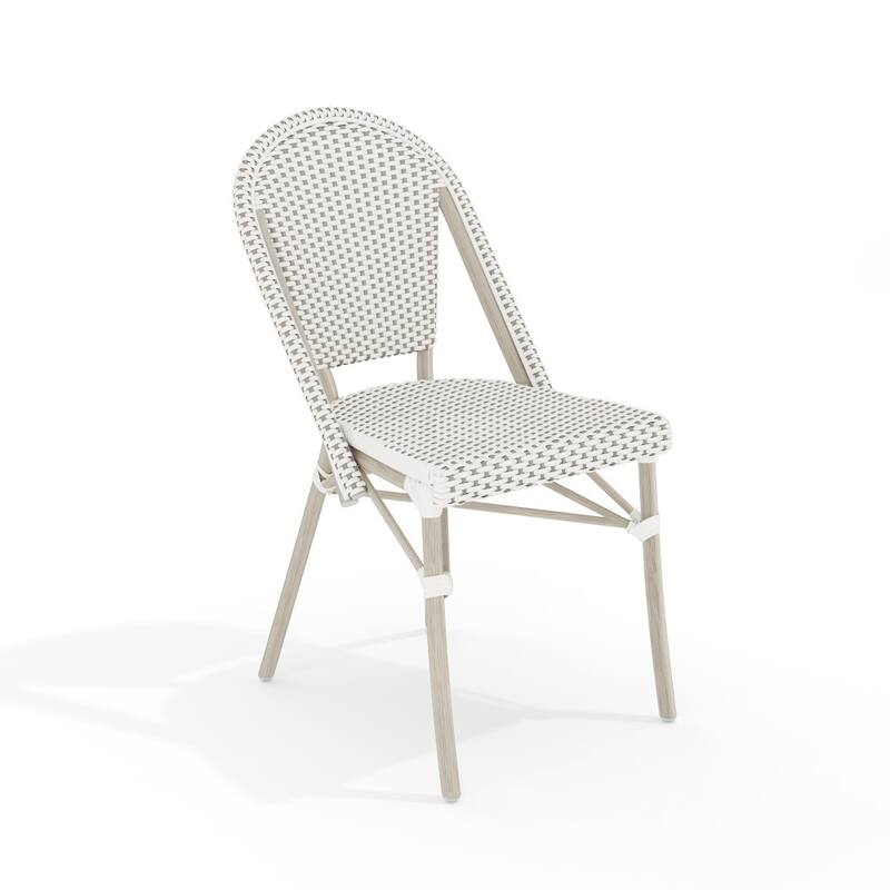 Martha Stewart All-Weather Stackable Patio Bistro Dining Chair - 19"W x 21.75"D x 35"H - Gray & White/Gray Frame