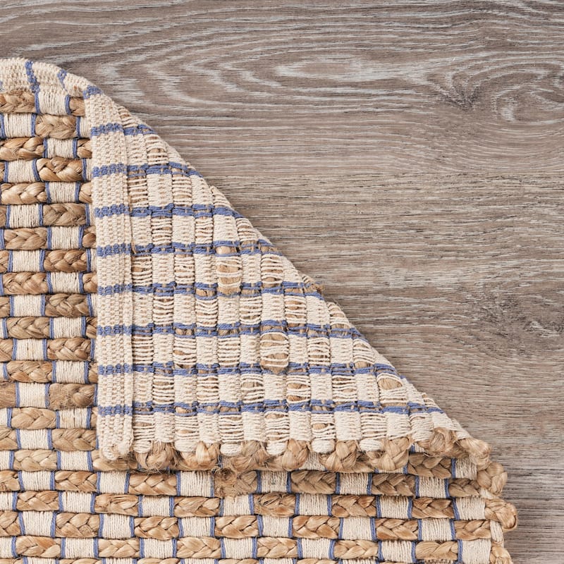 Sevita Organic Jute Interwoven Area Rug, Natural and Indigo