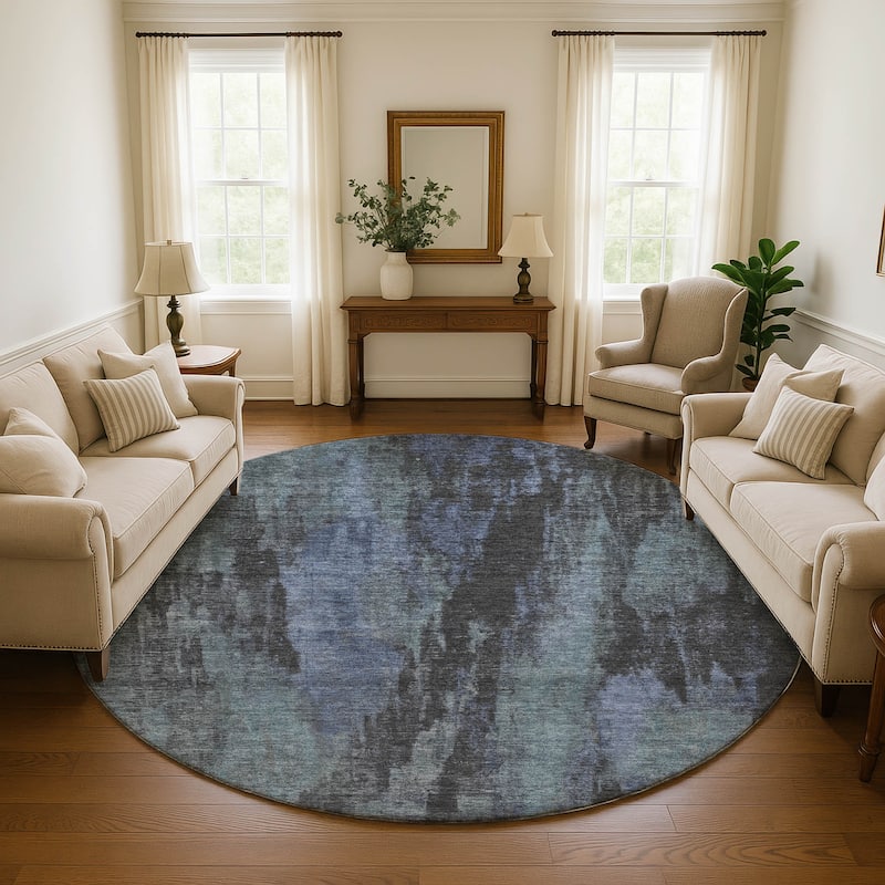 Premium Washable Super Soft Abstract Modern Mayfield Rug - Blue - 8' x 8'