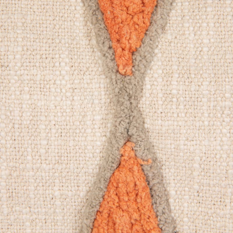 Cotton Lumbar Pillow with Embroidery and Fringe