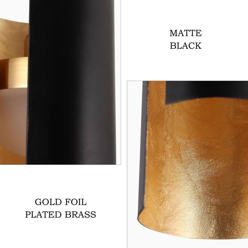 Black White 1-Light Modern Brass Gold LED Pendant Light Fixture for Kitchen Island - 3 x 3 x 14.3