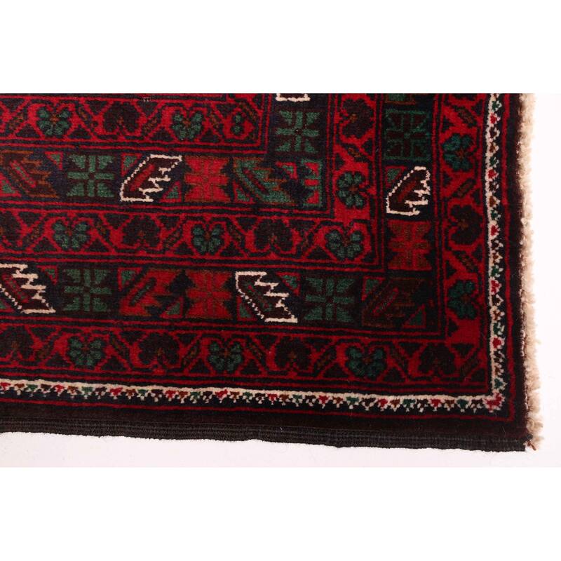 ECARPETGALLERY Hand-knotted Teimani Dark Navy, Red Wool Rug - 3'11 x 6'8