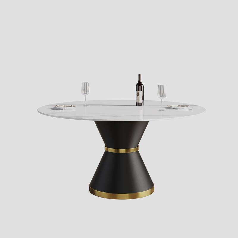 59" Modern Marble Dining Table Round Table
