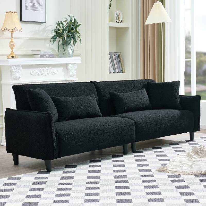 97-inch Black Teddy Velvet Sofa with Foam and Spring
