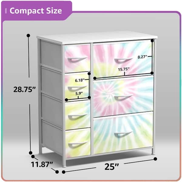 dimension image slide 7 of 11, Dresser w/ 7 Drawers, Furniture Storage & Chest Tower for Bedroom