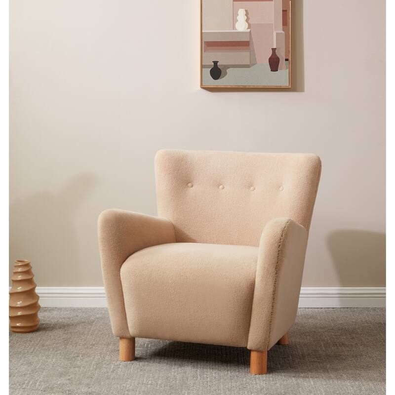 SAFAVIEH Couture Zornitza Faux Shearling Accent Chair - 31 In W x 27 In D x 33 In H - 31Wx27Dx33H