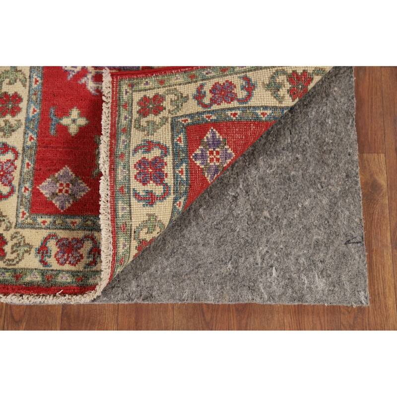Hand Knotted Oriental 100% Wool Carpet Traditional Geometric Red Kazak Area Rug - 3' 1'' X 2' 1''