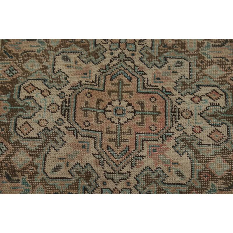 Geometric Pink Tabriz Persian Vintage Area Rug Handmade Wool Carpet - 7'11"x 11'2"
